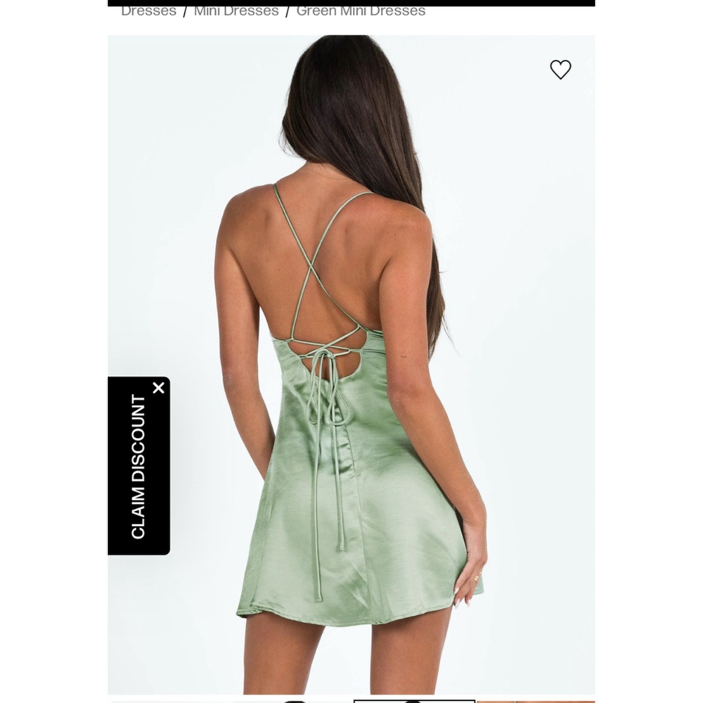Women's Princess Polly Sage Green Mini Dress US 0 Backless Linen Blend - Picture 11 of 11